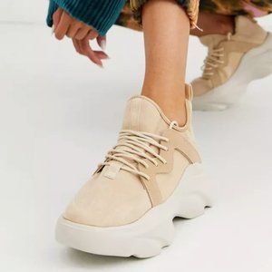 ASOS DESIGN Director chunky lace up sneakers in beige US size 8